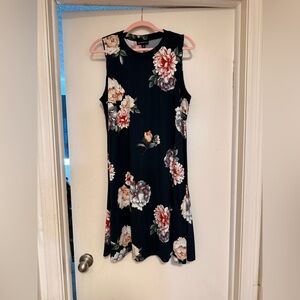 Fortune + Ivy Floral Sleeveless Dress - Dark Navy with Multicolor Flowers